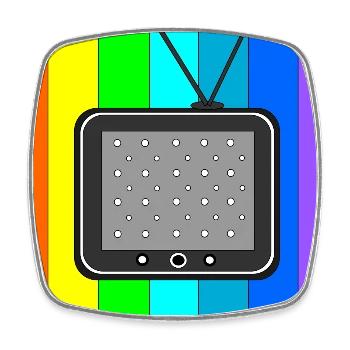 Retro TV on rainbow stripes - Square fridge magnet - white - Front