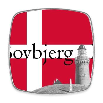 Bovbjerg Fyr auf Dänischer Flagge - Viereckiger Kühlschrankmagnet - Weiß - Vorne