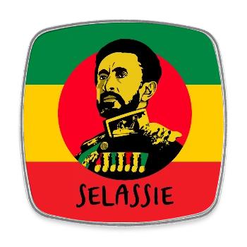 REGGAE FLAG - HAILE SELASSIE - JAH RASTAFARI - Viereckiger Kühlschrankmagnet - Weiß - Vorne