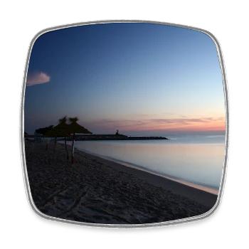 Sunrise on the quiet beach - Square fridge magnet - white - Front