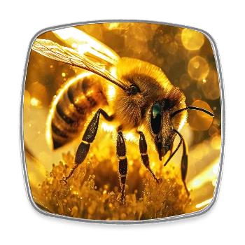 Shiny honey bee in sunlight - Square fridge magnet - white - Front