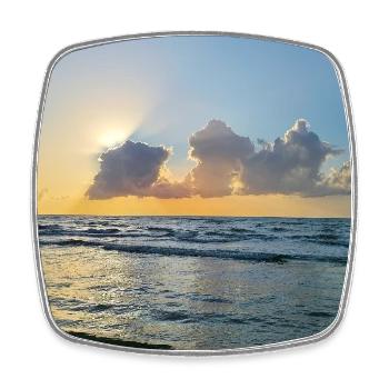 Sunset over the sea with clouds - Square fridge magnet - white - Front