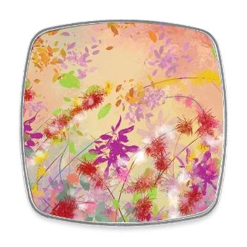 Pastel Blossoms Color Swirl Pattern - Square fridge magnet - white - Front
