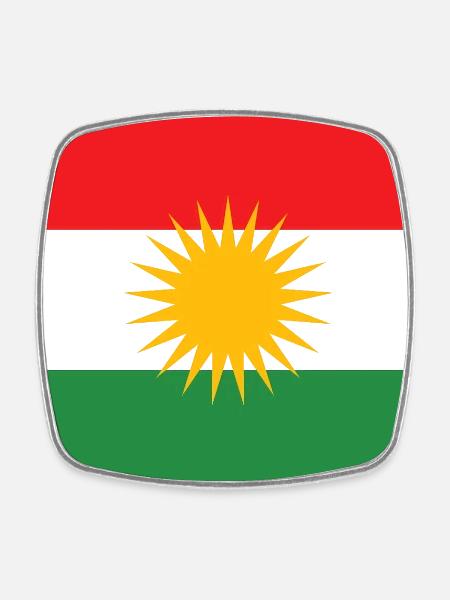 Kurdistan Flagge Sonnenstern - Viereckiger Kühlschrankmagnet - Weiß