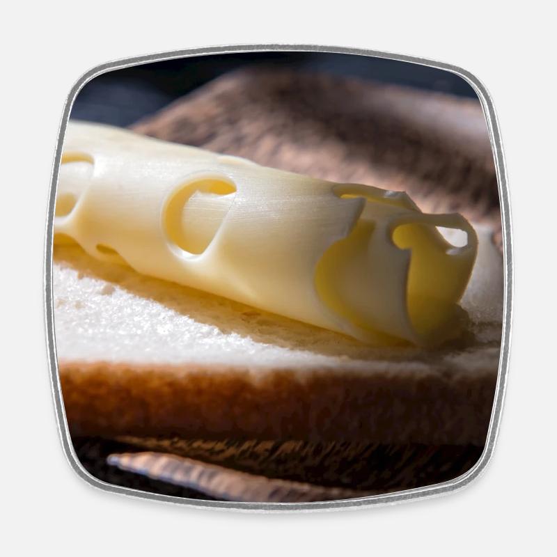 Boucle de fromage sur toast - Magnet carré - blanc