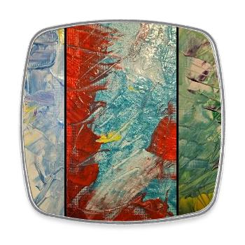 Triptychon Farbfluss - Viereckiger Kühlschrankmagnet - Weiß - Vorne