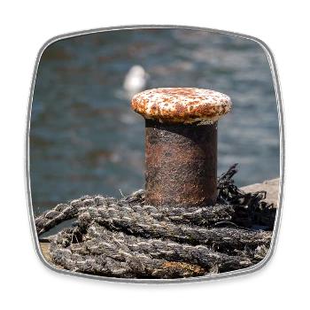 Poller im Hafen von Büsum Deutschland Poster - Viereckiger Kühlschrankmagnet - Weiß - Vorne