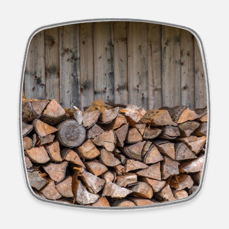 Look nature rustique en pile de bois - Affiche - Magnet carré - blanc