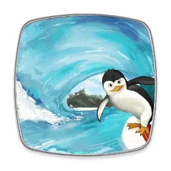 Surfender Pinguin Poster - Viereckiger Kühlschrankmagnet - Weiß - Vorne
