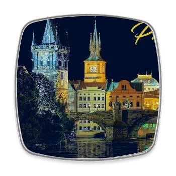 Prag - Viereckiger Kühlschrankmagnet - Weiß - Vorne