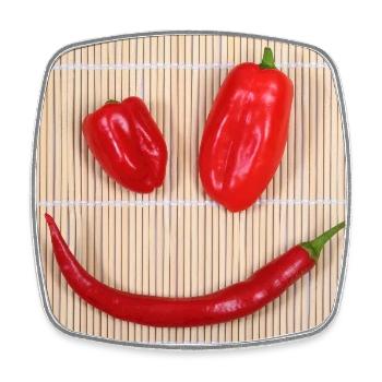 SPICY Smiley - Viereckiger Kühlschrankmagnet - Weiß - Vorne