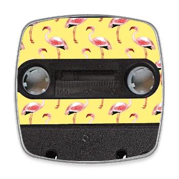 Vintage Cassette Flamingo Summer Graphic - Square fridge magnet - white - Front