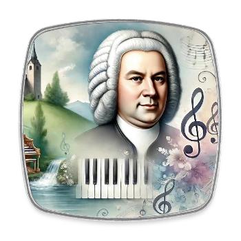 Johann Sebastian Bach: Porträt in vielen Malstilen - Viereckiger Kühlschrankmagnet - Weiß - Vorne