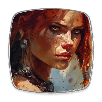 Poster Illustration Kriegerin Frau Rot Sonja - Viereckiger Kühlschrankmagnet - Weiß - Vorne