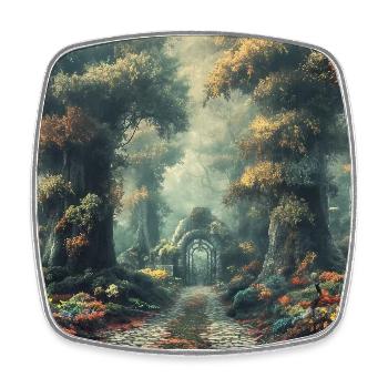 Waldlandschaft Illustration Poster - Viereckiger Kühlschrankmagnet - Weiß - Vorne
