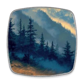 Berglandschaft Illustration Poster - Viereckiger Kühlschrankmagnet - Weiß - Vorne