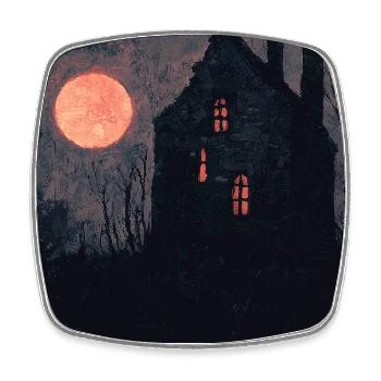 Haunted House Illustration Poster - Square fridge magnet - white - Front