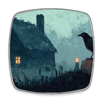 Haunted House Illustration Poster - Square fridge magnet - white - Front