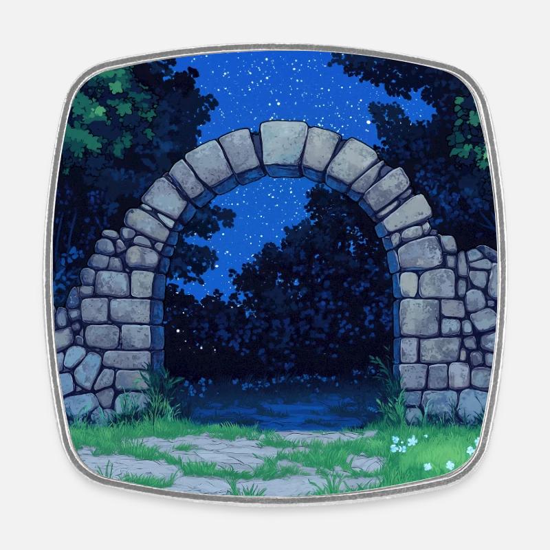 Nature Landscape Illustration Poster - Square fridge magnet - white