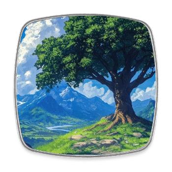 Natur Landschaft Illustration Poster - Viereckiger Kühlschrankmagnet - Weiß - Vorne