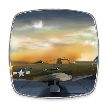 P-39 Airacobra - Magnet carré - blanc - Devant
