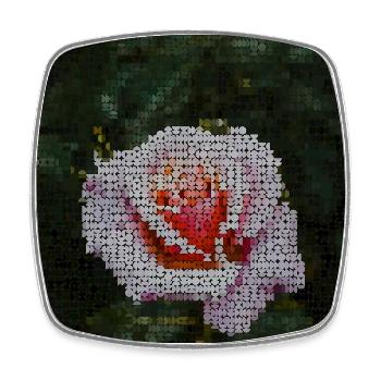 Rose mosaic in the night green - Square fridge magnet - white - Front