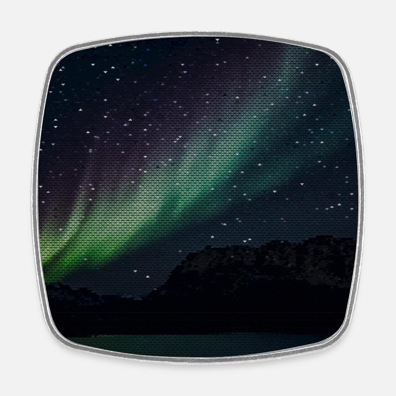 Northern Lights over Silent Mountain Lake with Triangle Pattern - Square fridge magnet - white