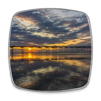 Reflexionen am Sunset Pier - Viereckiger Kühlschrankmagnet - Weiß - Vorne