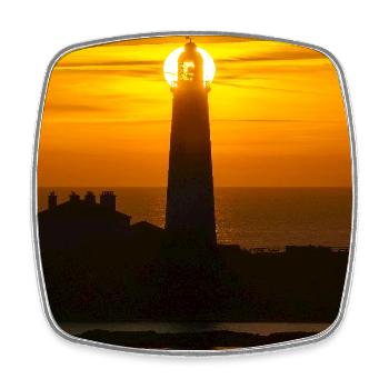 Sonnenaufgang St. Marys Leuchtturm - Viereckiger Kühlschrankmagnet - Weiß - Vorne