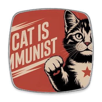 Mon chat est communiste - Drôle de Chat PropagandeT-Shirt - Magnet carré - blanc - Devant