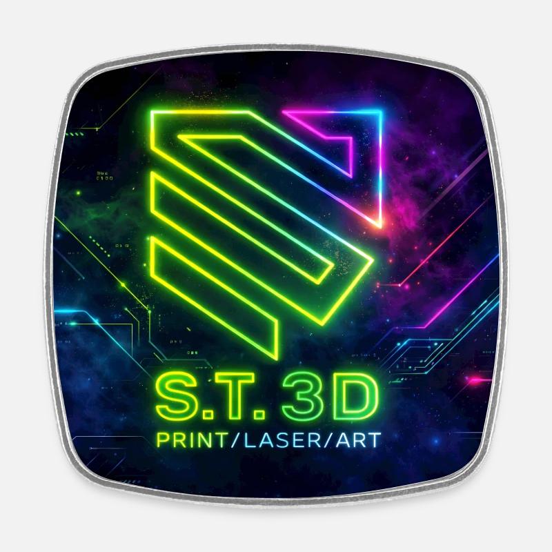 S.T.3D Neon Laser Art - Viereckiger Kühlschrankmagnet - Weiß