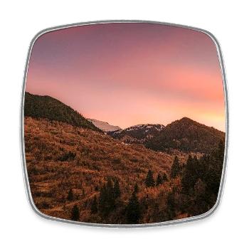 Alpine sunrise on Agrafa mountains	 - Square fridge magnet - white - Front