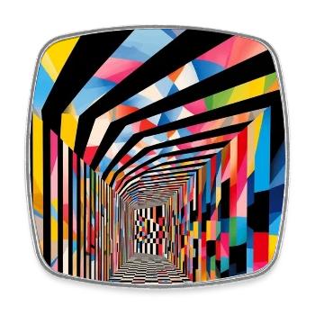 Farbenfroher geometrischer Tunnel - Viereckiger Kühlschrankmagnet - Weiß - Vorne