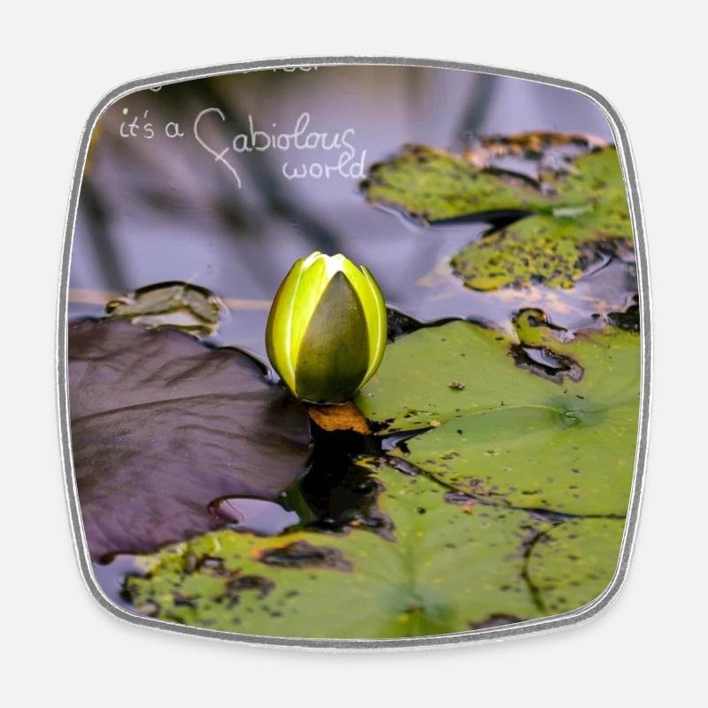 fabiolous world Water Lily Pond - Square fridge magnet - white