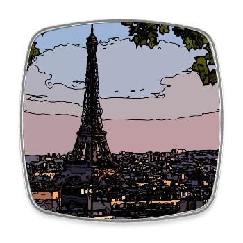 Paris Evening atmosphere at the Eiffel Tower - Square fridge magnet - white - Front