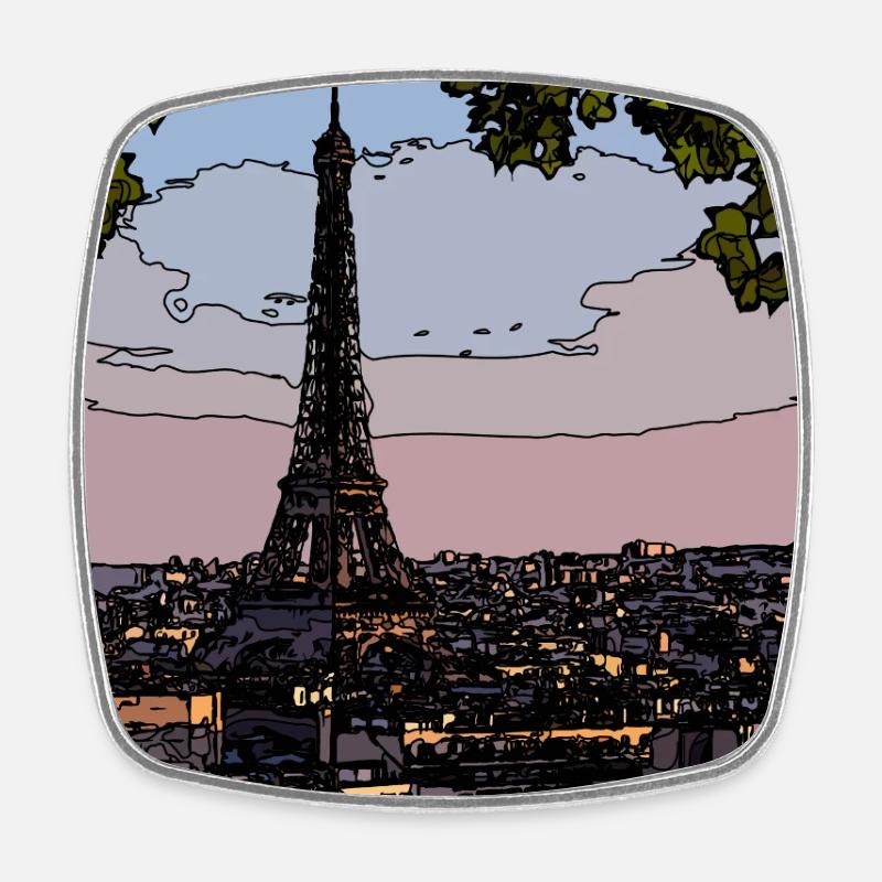 Paris Abendstimmung am Eiffelturm - Viereckiger Kühlschrankmagnet - Weiß
