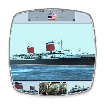 S.S. United States poster - Square fridge magnet - white - Front