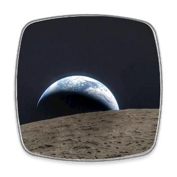 Earth over lunar surface - Square fridge magnet - white - Front