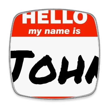 Hello My Name Is John Etikett Namensschild - Viereckiger Kühlschrankmagnet - Weiß - Vorne