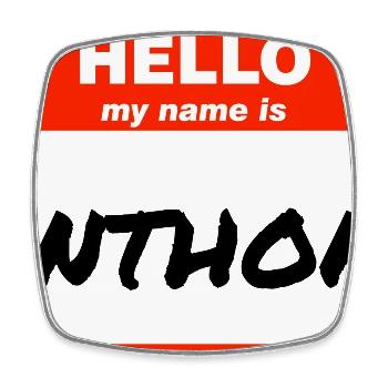 Hello My Name Is Anthony Label Name Tag - Square fridge magnet - white - Front