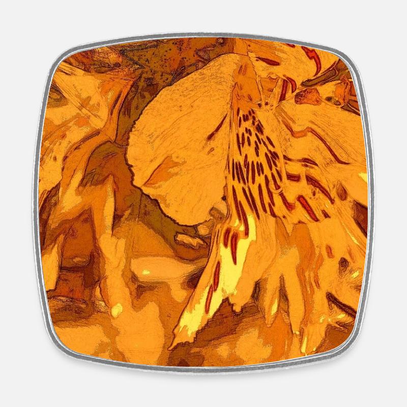 Fantasy ocre - Magnet carré - blanc