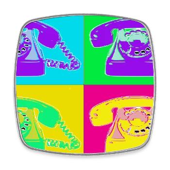 Téléphone Pop Art Quadri Néon - Magnet carré - blanc - Devant