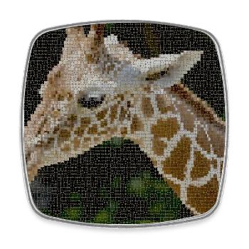 Giraffes Mosaic Portrait - Square fridge magnet - white - Front
