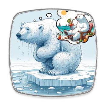 Eisbär - Viereckiger Kühlschrankmagnet - Weiß - Vorne