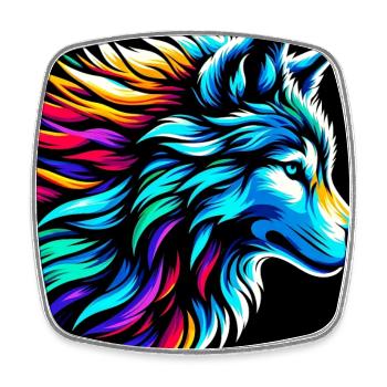 Loup - Magnet carré - blanc - Devant