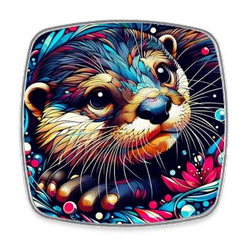 Otter - Square fridge magnet - white - Front