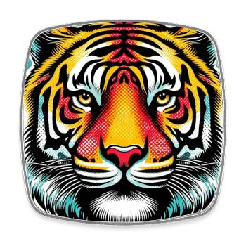 Tiger Pop Art - Viereckiger Kühlschrankmagnet - Weiß - Vorne