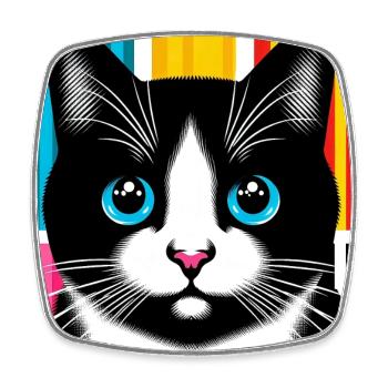 Chat - Magnet carré - blanc - Devant