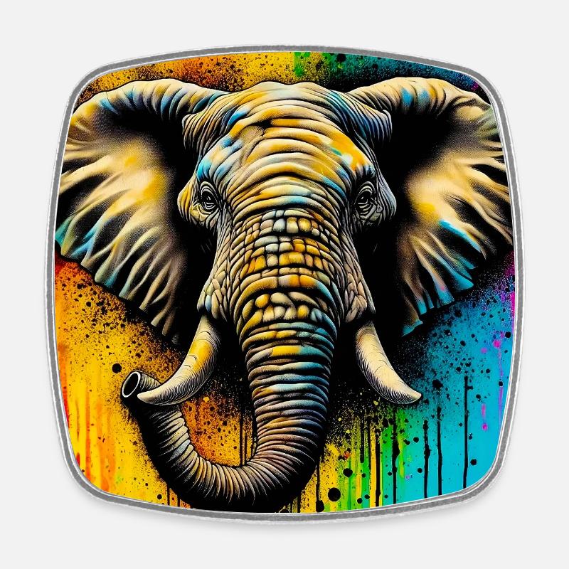 Elefant - Viereckiger Kühlschrankmagnet - Weiß