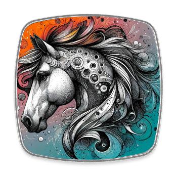 cheval - Magnet carré - blanc - Devant